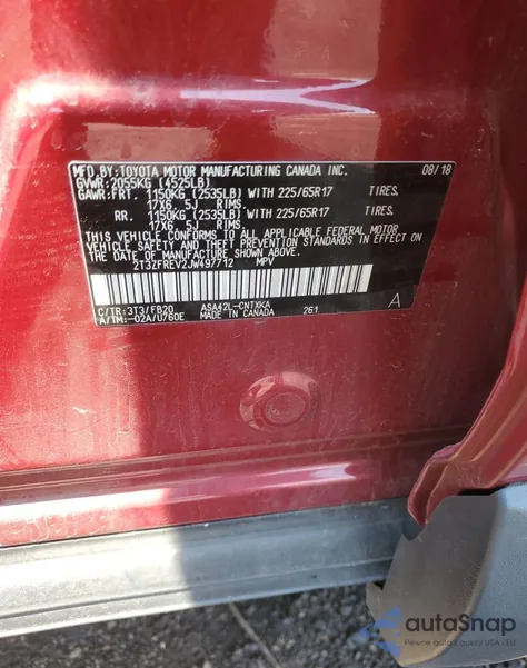 2018 Toyota Rav4 Le from USA, damaged, VIN 2T3ZFREV2JW497712